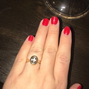 Gold ring with aqua stone